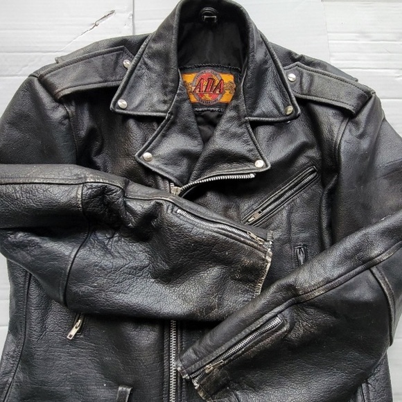 Vintage ADA Leather Biker / Punk Rock Jacket - Black - Extra Large (EUC) - Picture 4 of 10